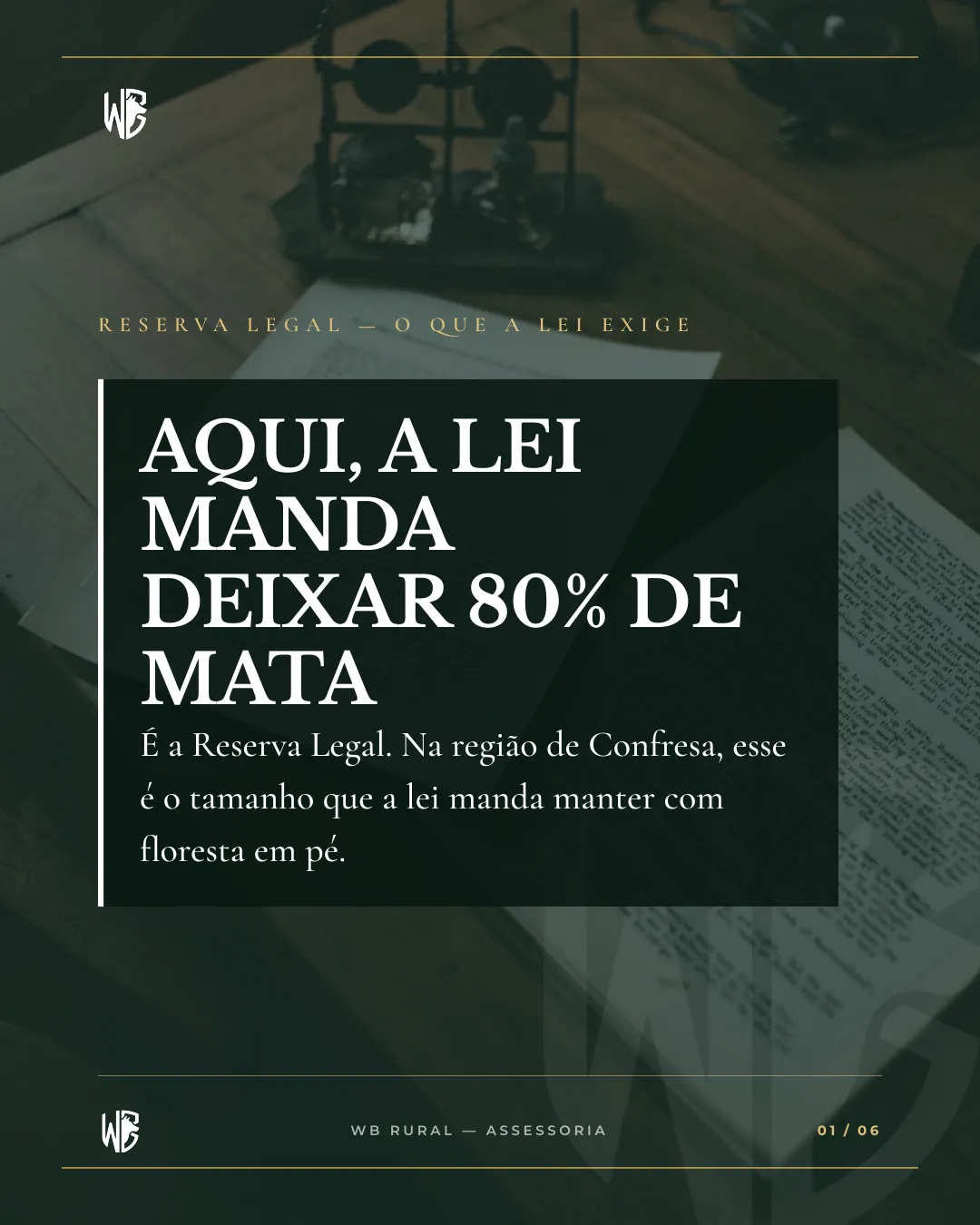 AQUI, A LEI MANDA DEIXAR 80% DE MATA — slide 1